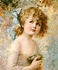 Emile Vernon Canvas Paintings - Girl Holding a Nest
